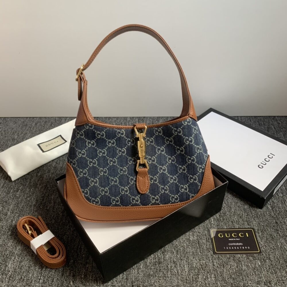 Alternative view of Gucci Jackie 1961 Small Shoulder Bag Blue And Ivory 28Cm 636706 2KQGG 8375