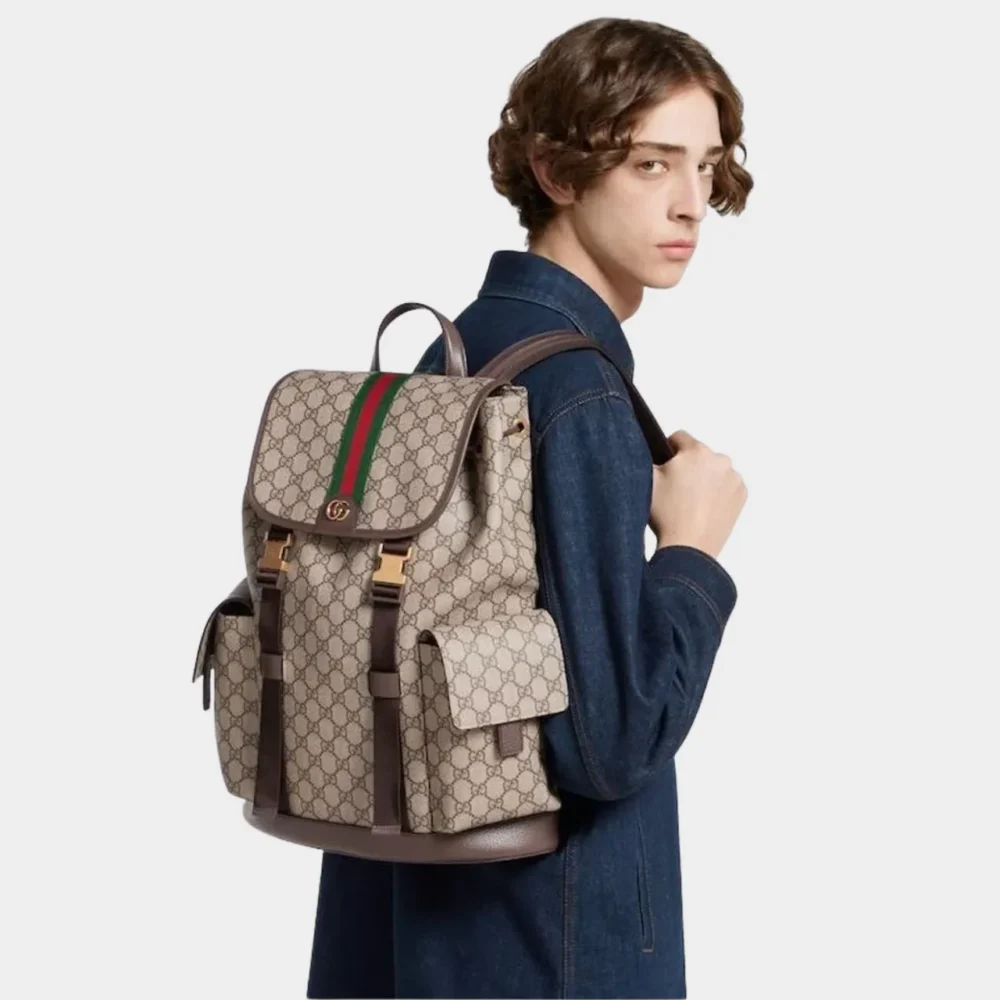 Alternative view of Gucci Ophidia GG Medium Large Backpack Beige And Ebony GG Supreme Canvas 40Cm 598140 HUHAT 8564