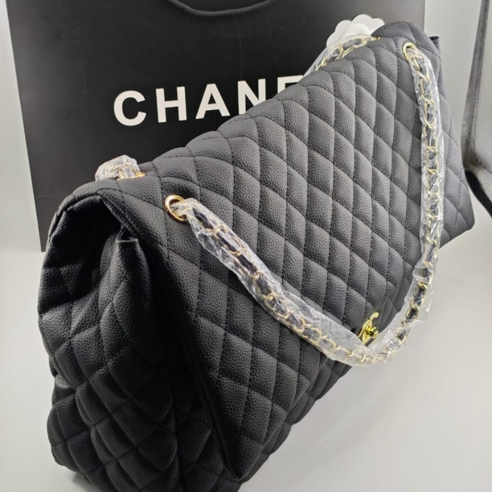 Alternative view of Chanel XXL Airline Classic Travel Flap Bag Caviar Leather Black Gold Hardware 46Cm