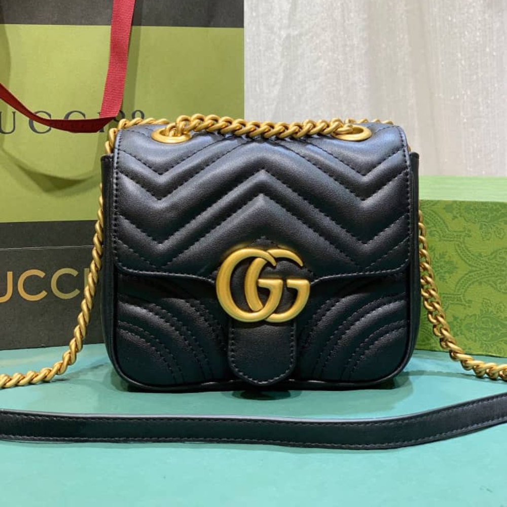Alternative view of Gucci GG Marmont Mini Shoulder Bag Black 18Cm 739682 AABZC 6832