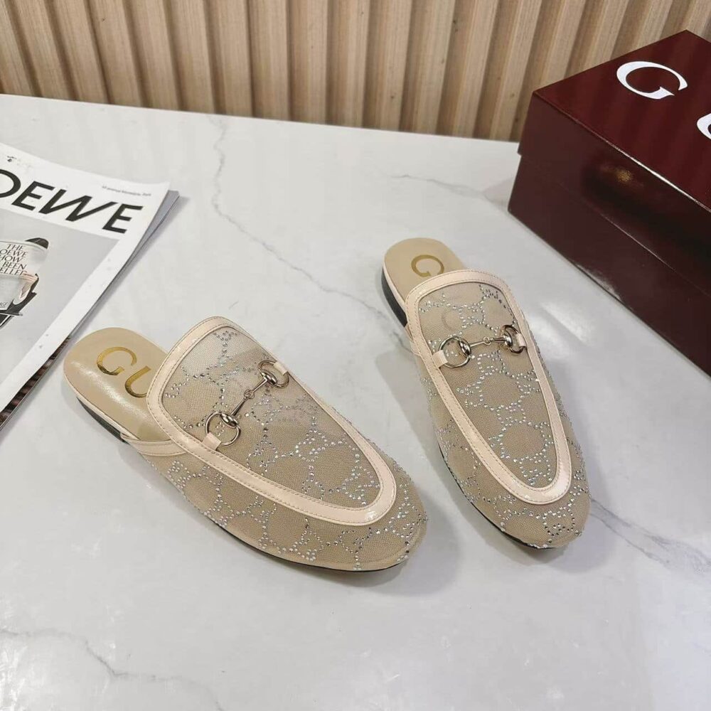 Alternative view of Gucci Women GG Crystal Princetown Slipper Beige ‎835484 FAEQ0 9941
