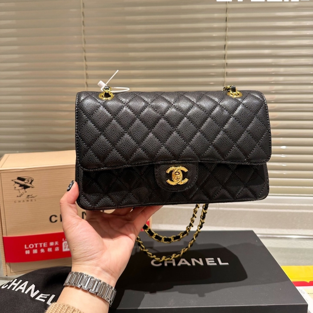 Alternative view of Chanel Medium Classic Handbag Grained And Gold Tone Metal Black 26Cm A01113 Y01864 C3906