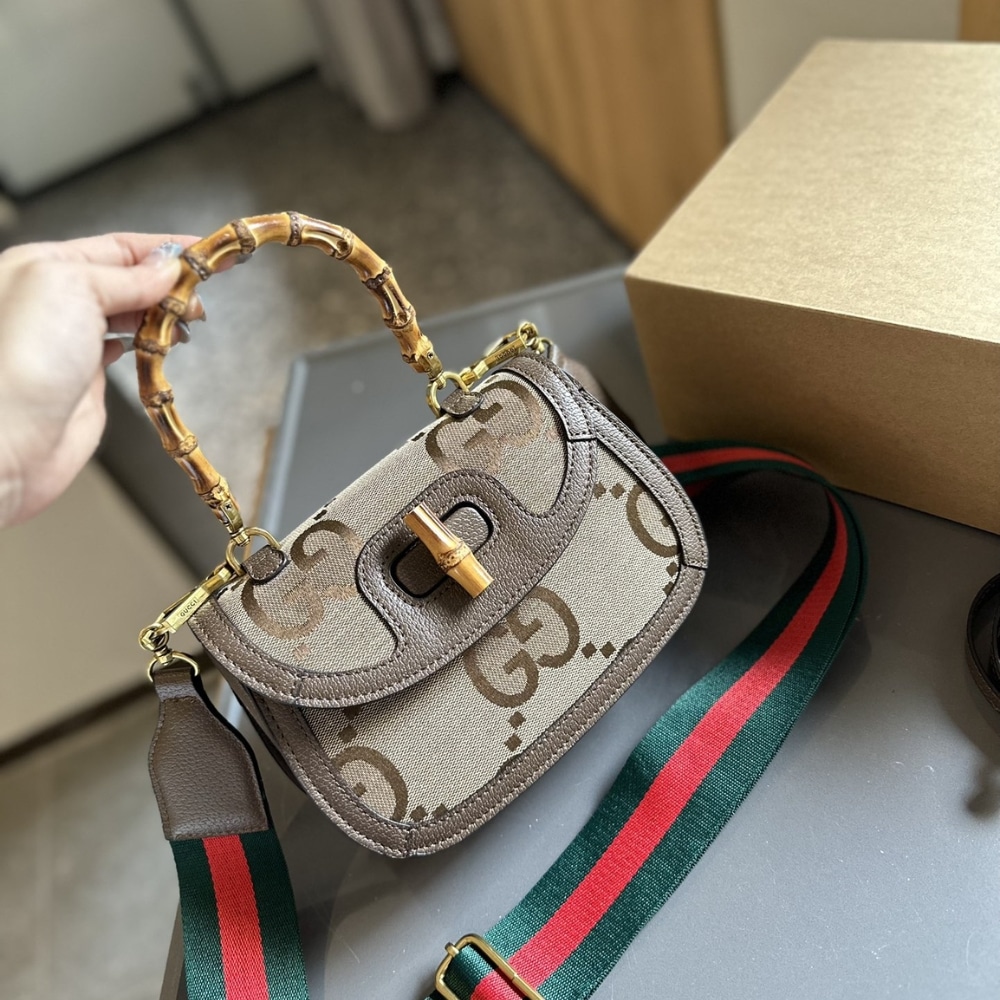 Alternative view of Gucci Bamboo 1947 Jumbo GG Small Top Handle Bag Brown 18Cm