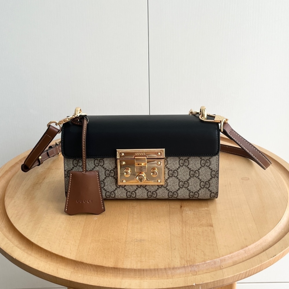 Alternative view of Gucci Padlock Small Shoulder GG Supreme Canvas Black 22Cm ‎735103 KLQJG 9785