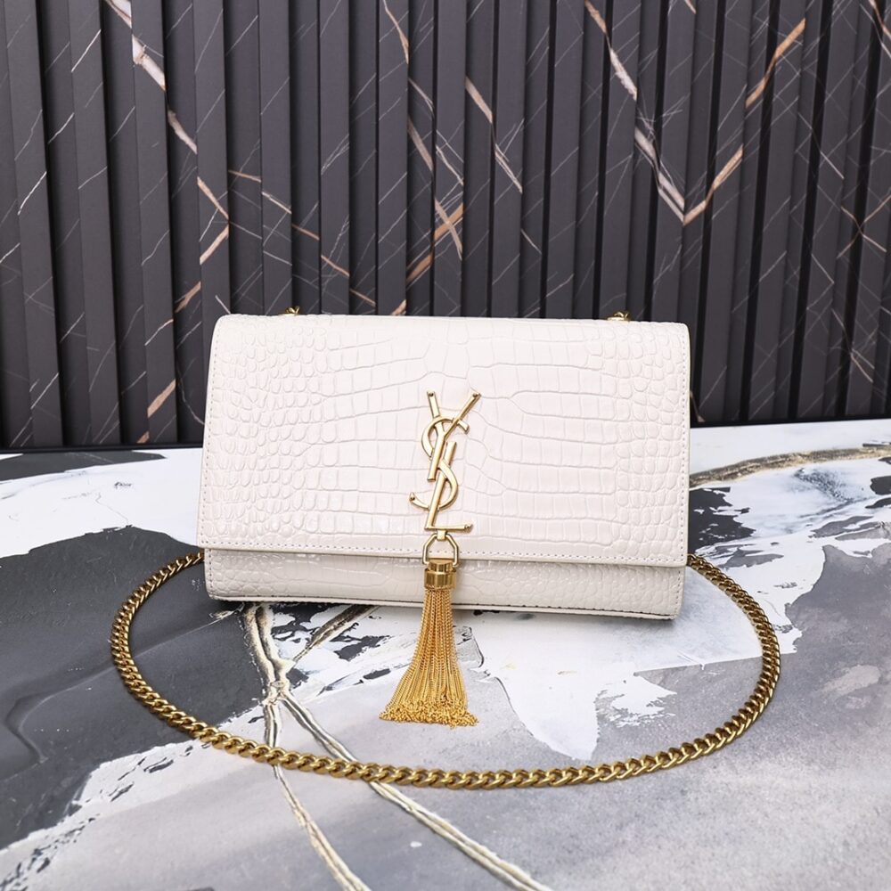 Alternative view of Saint Laurent Kate Tassel Medium Shiny White 24Cm 354119DND0J9207