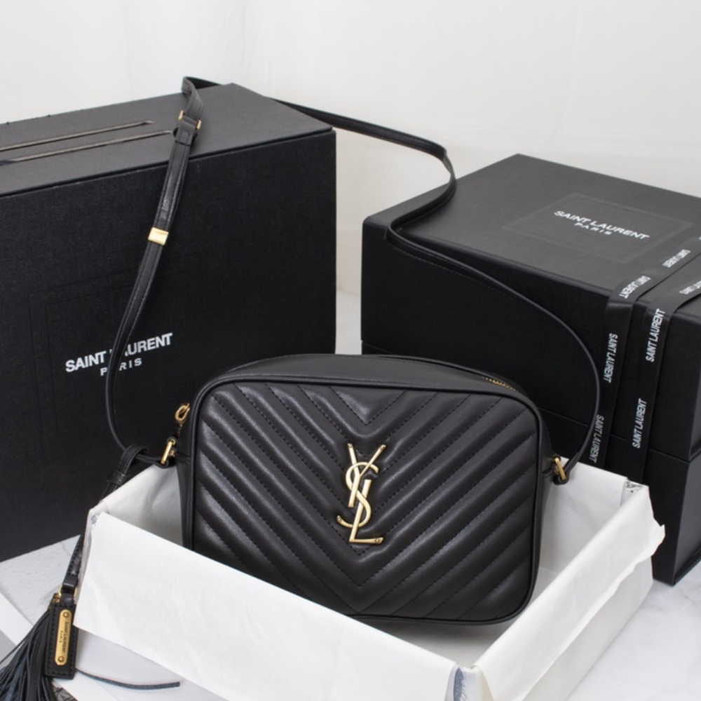 Alternative view of Saint Laurent Lou Camera Bag In Quilted Black Gold 23Cm 612544DV7071000