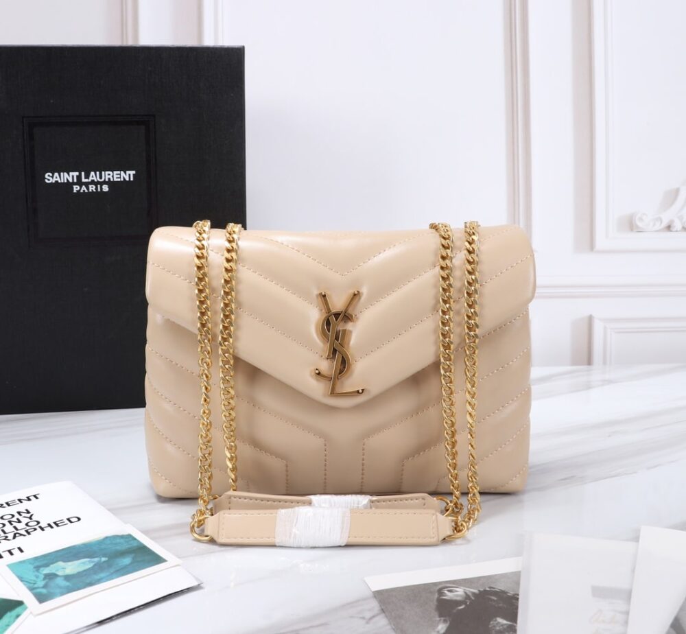 Alternative view of Saint Laurent Loulou Small Chain Bag In Matelassé Y Beige Gold 23Cm 494699DV7272721