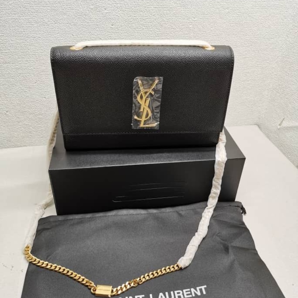 Alternative view of Saint Laurent Kate Medium Chain Bag In Grain De Poudre Black 24Cm 364021 BOW0J 1000
