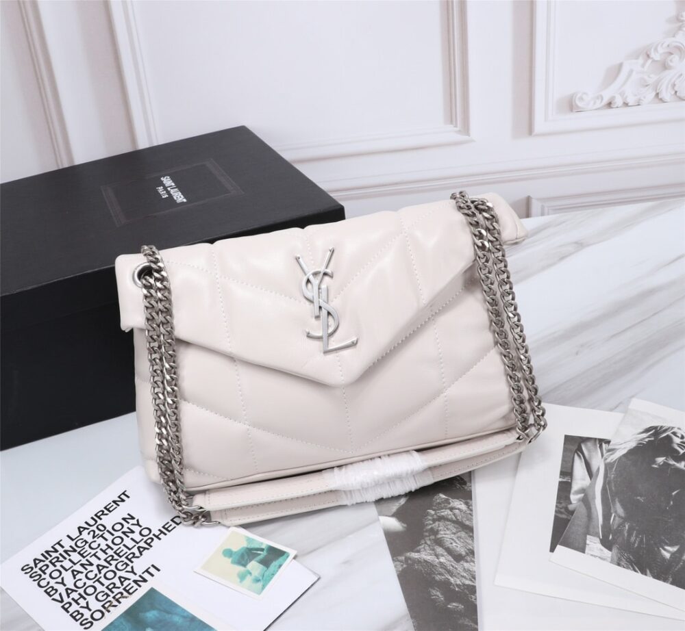 Alternative view of Saint Laurent Loulou Small Chain Bag In Matelassé Y White Silver 29Cm 494699DV7269207