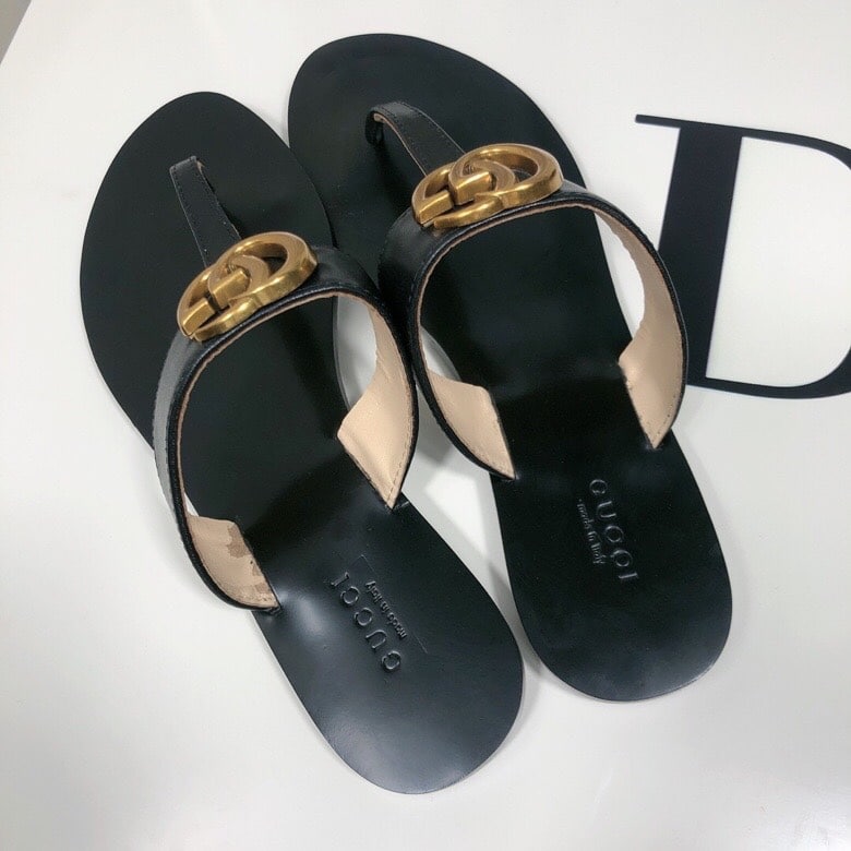 Alternative view of Gucci Double G Thong Leather Black ‎497444 A3N00 1000