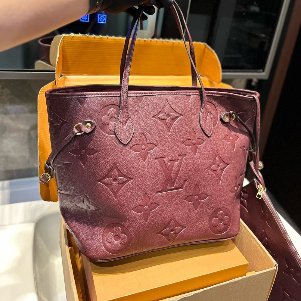 Alternative view of Louis Vuitton Neverfull MM Monogram Empreinte Bag Wine Red 32Cm