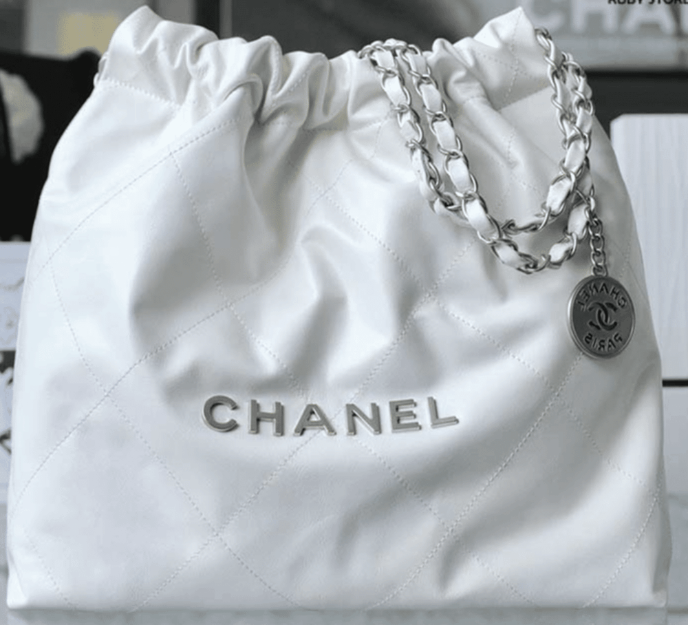 Alternative view of Chanel 22 Handbag White With Silver 42Cm AS3261