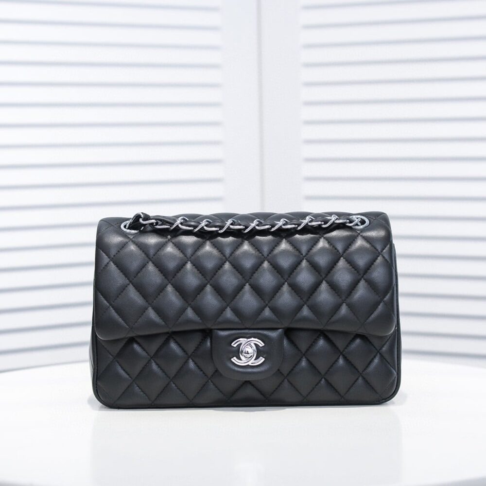 Alternative view of Chanel Small Classic Flap Bag Black Leather With Silver Hardware 25Cm A01113 Y01480 94305