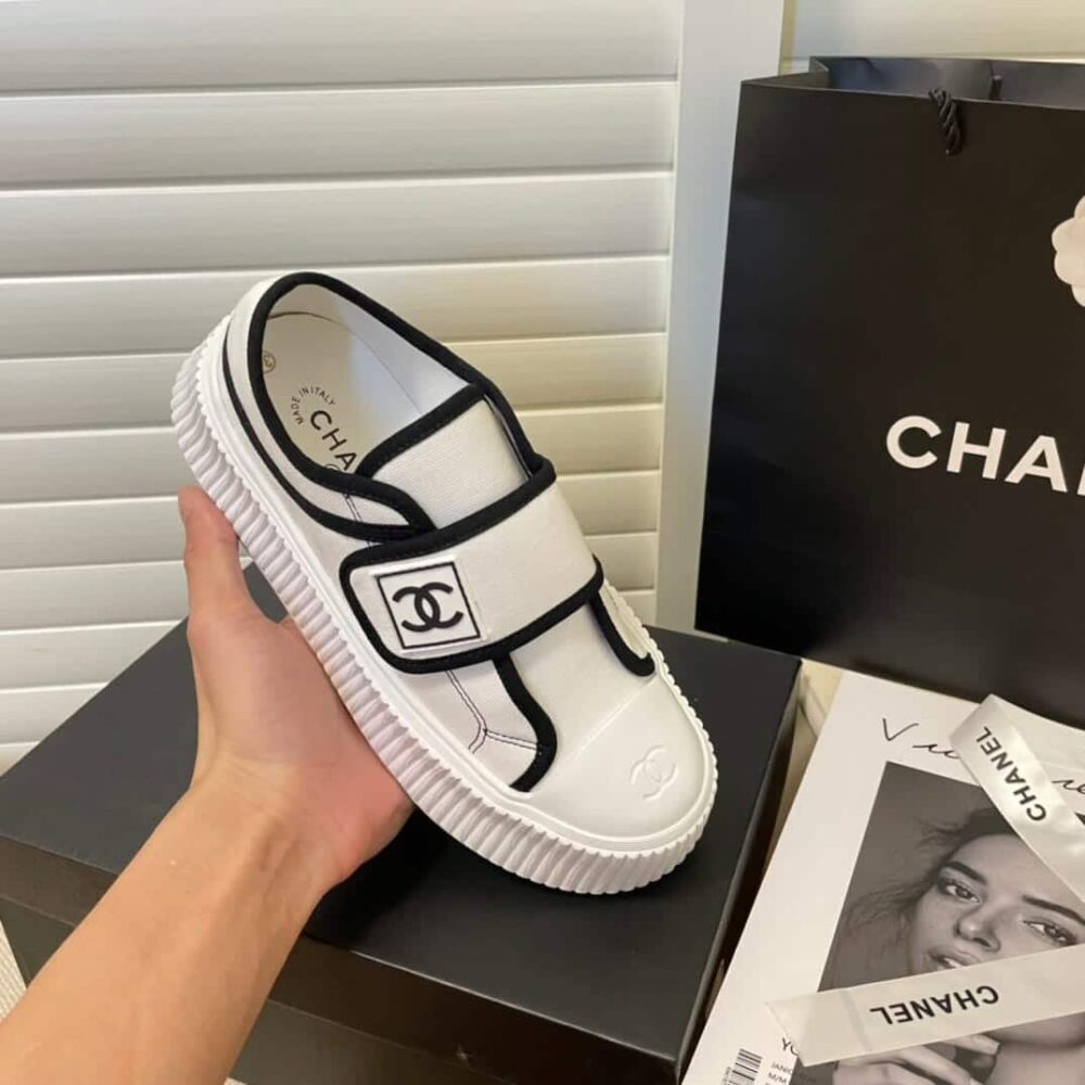 Alternative view of Chanel White CC Cap Toe Slipon Sneaker White