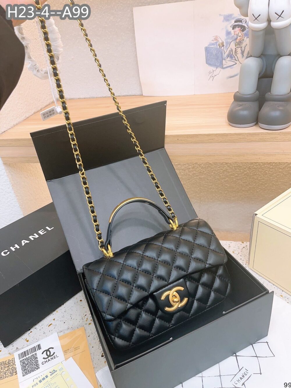 Alternative view of Chanel Mini Flap Bag With Gold Hardware Top Handle Black 21Cm AS2431