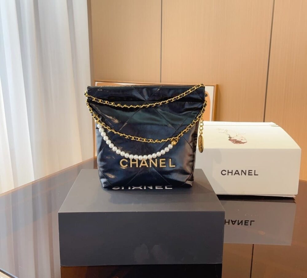 Alternative view of Chanel 22 Mini Handbag Crystal Pearls Black 22Cm AS3980 B10672 94305