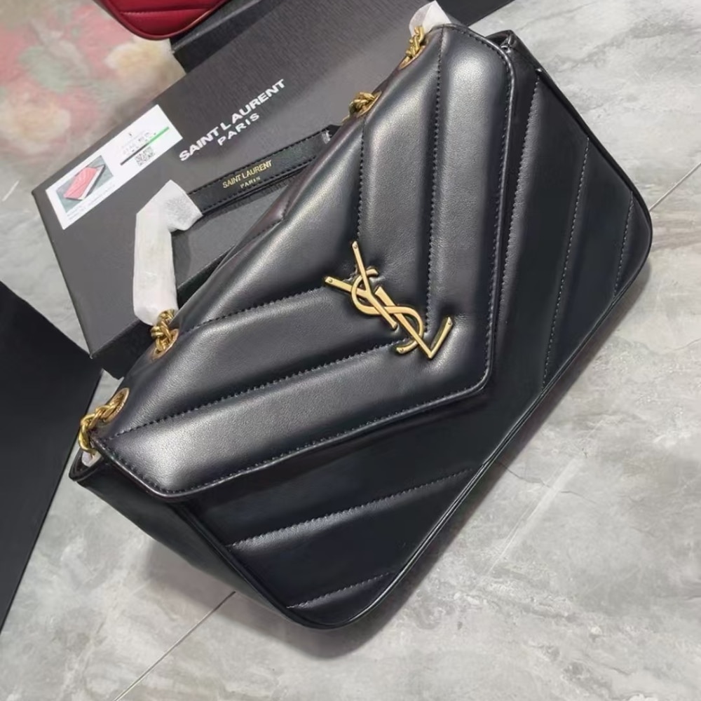 Alternative view of Saint Laurent Loulou Medium Chain Bag Black 29Cm 801439AAEAX1000