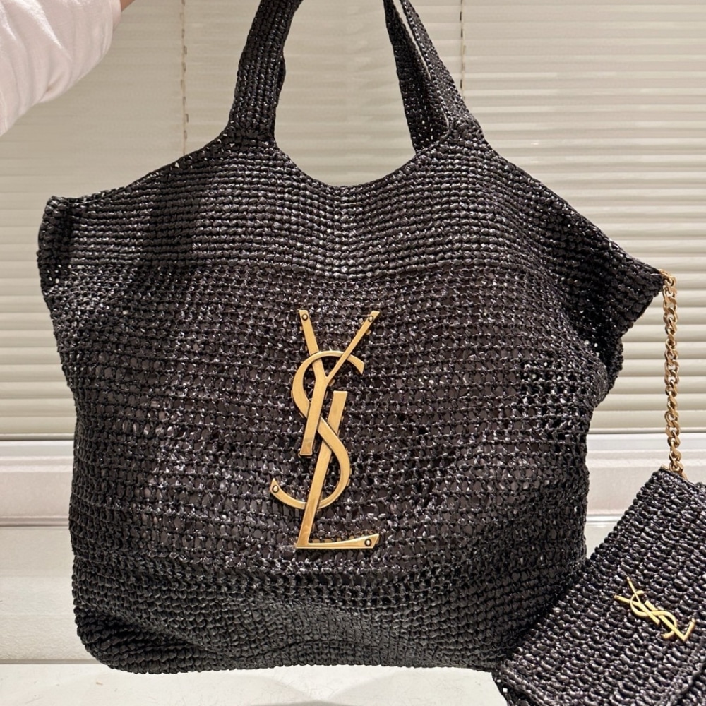 Alternative view of Saint Laurent Icare In Raffia Black 45Cm 772191GAAFM1000