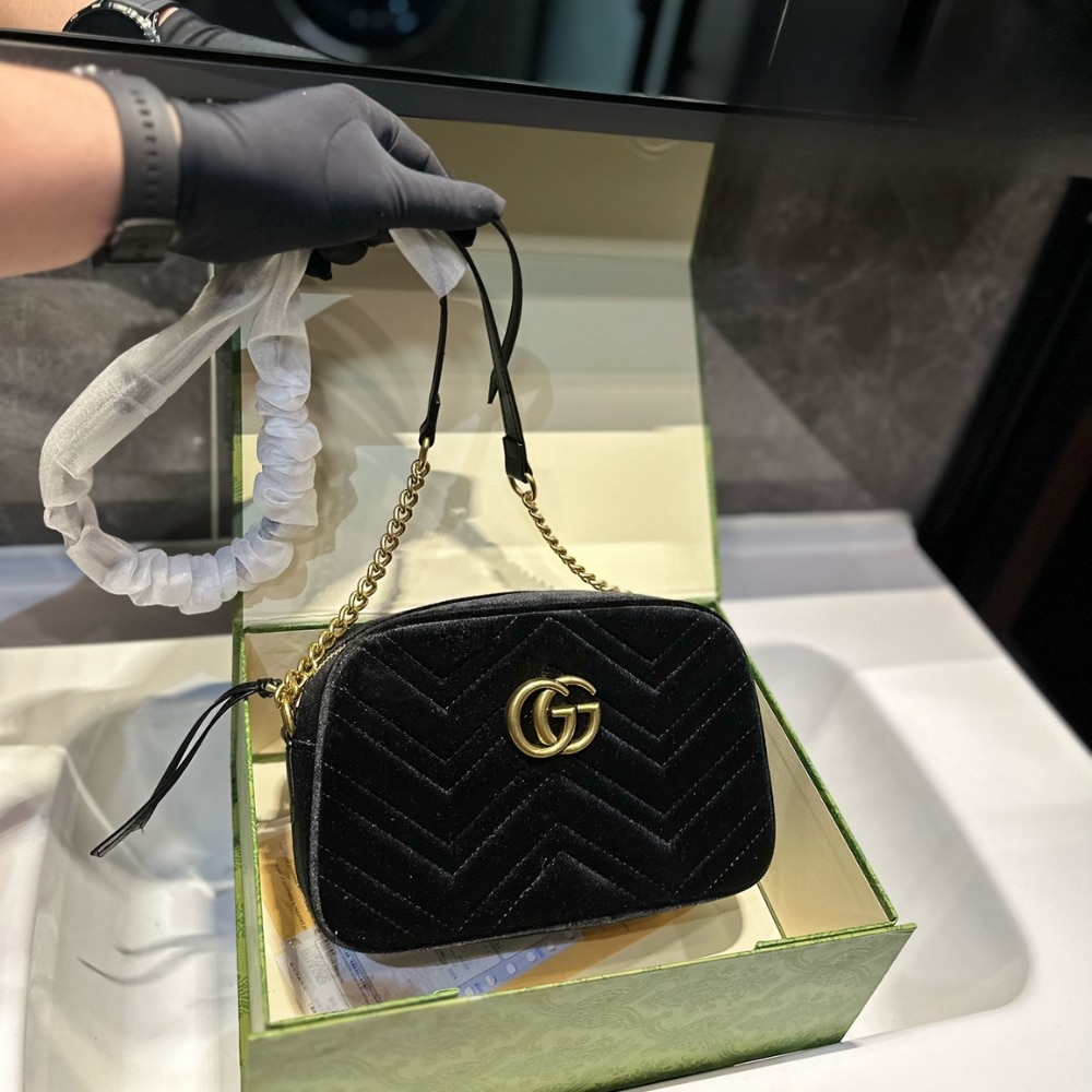 Alternative view of Gucci GG Marmont Small Camera Bag Velvet Black 23Cm