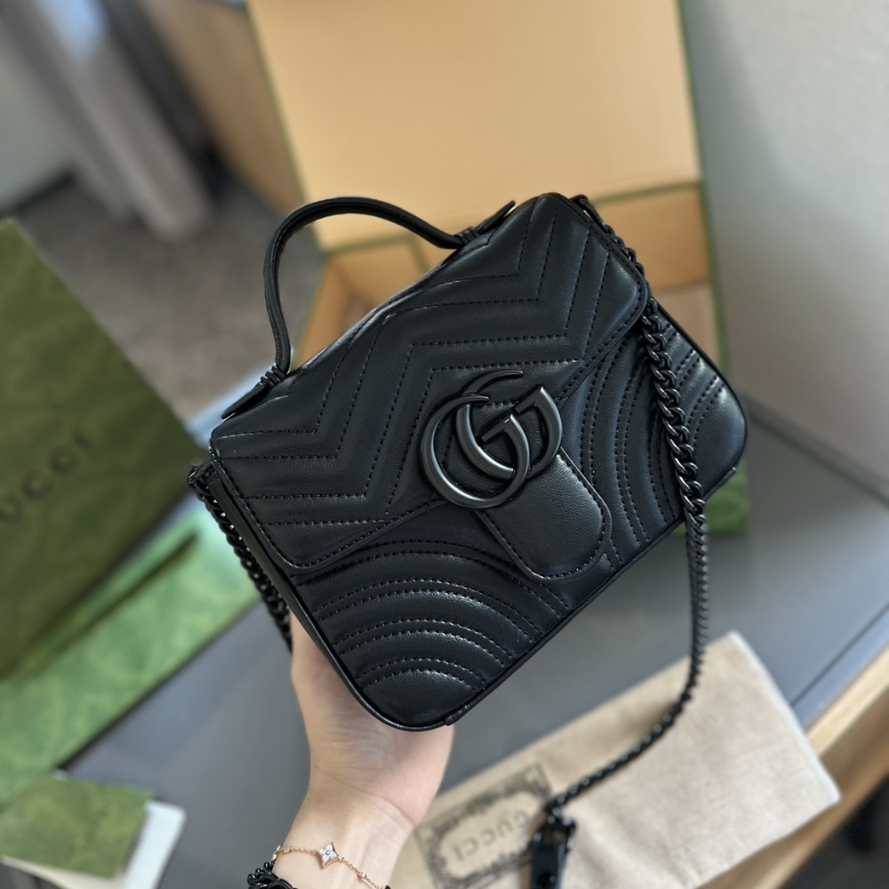 Alternative view of Gucci GG Marmont Mini Top Handle Bag Black 22Cm 702563 DTDFV 1000