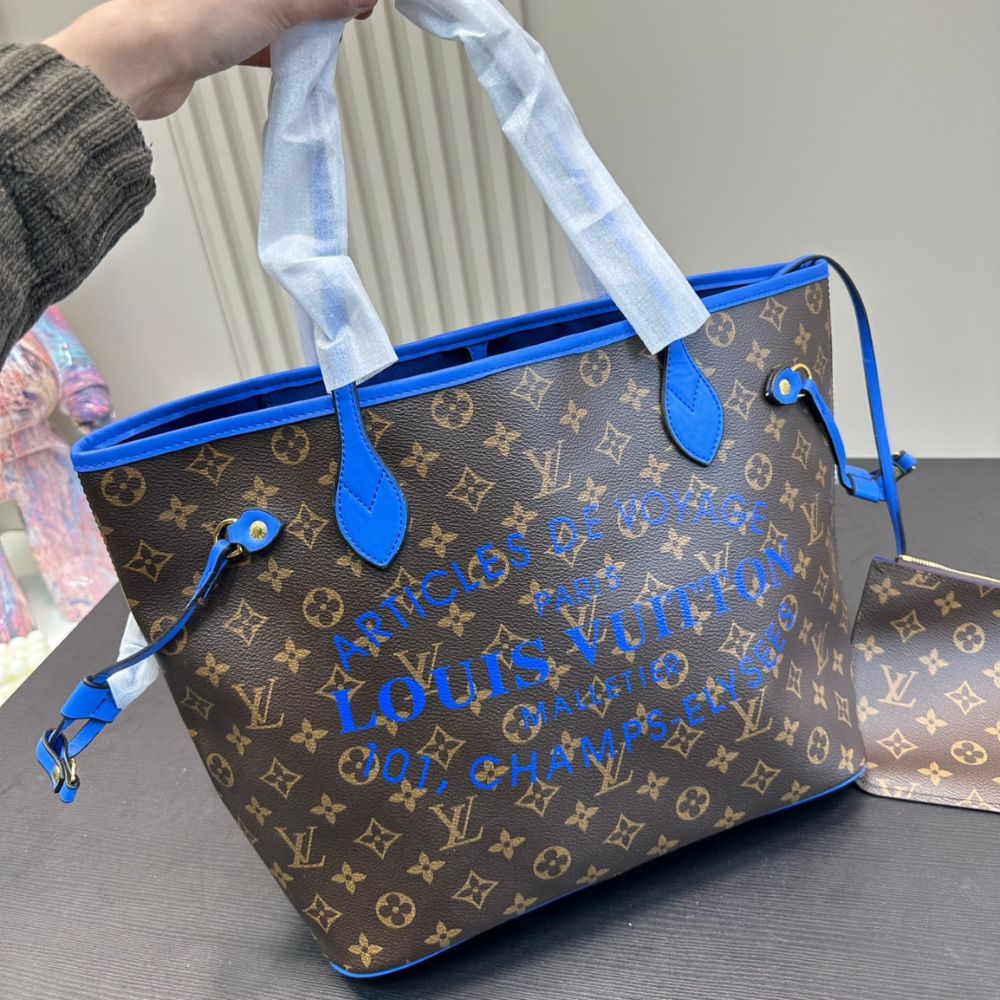 Alternative view of Louis Vuitton Neverfull MM Bag Ikat Flower Monogram Granblue Blue 33Cm M40938