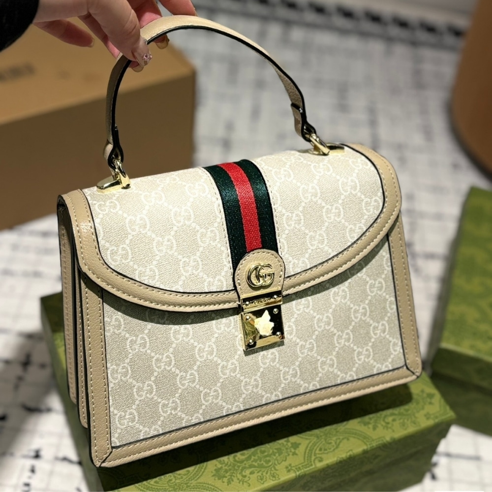 Alternative view of Gucci Ophidia Small Top Handle Bag Beige 25Cm 651055 UULAG 9682