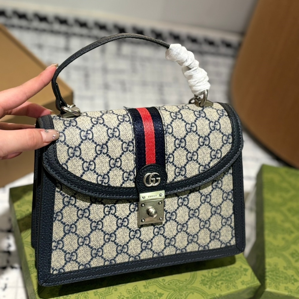 Alternative view of Gucci Ophidia Small Top Handle Bag Beige And Black 25Cm 651055 96IWN 4076
