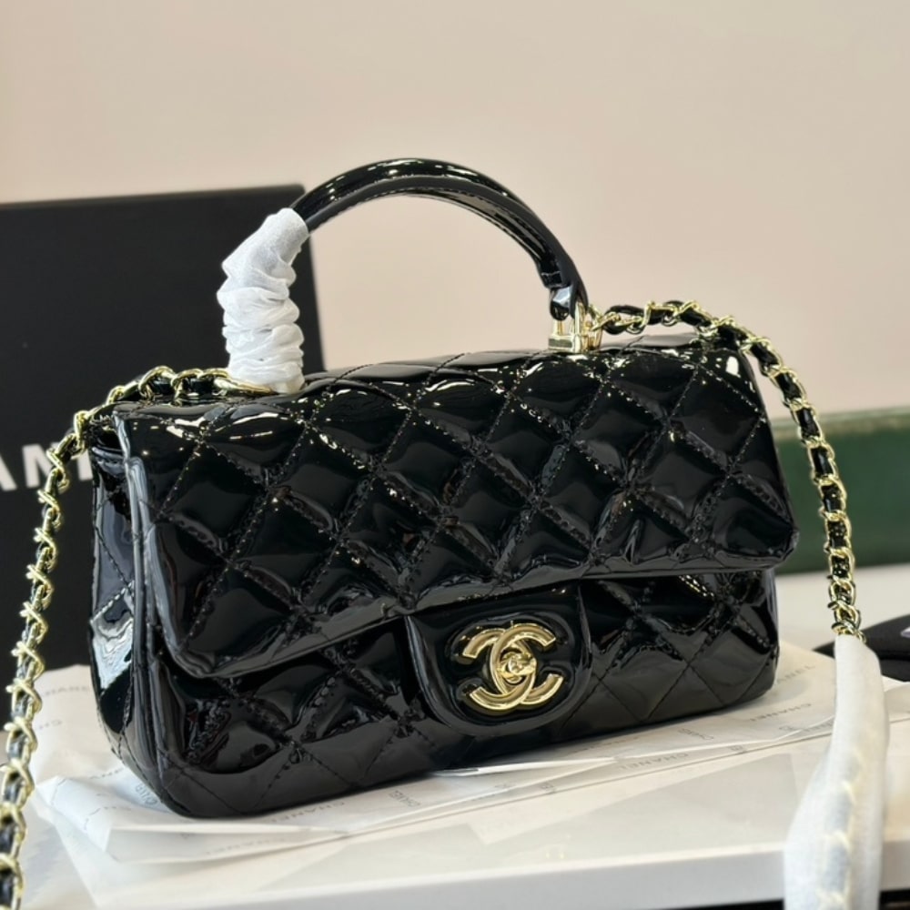Alternative view of Chanel Mini Classic Handbag With Top Handle Black 20Cm AS2431 B18237 94305