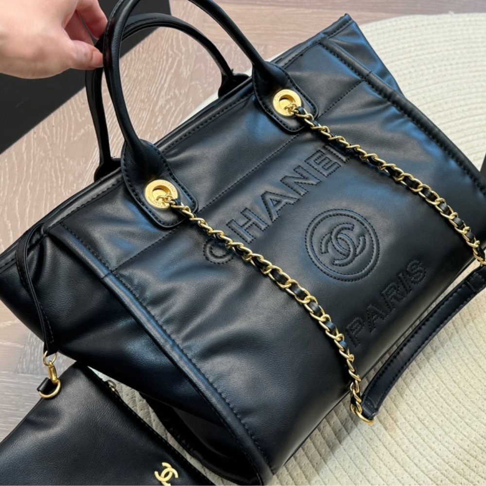 Alternative view of Chanel Large Deauville Shopping Bag Black 31Cm