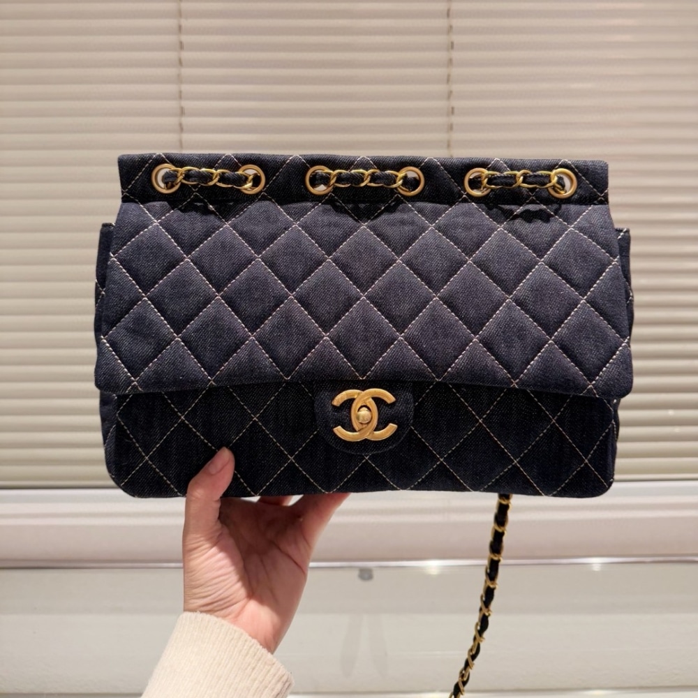 Alternative view of Chanel Classic Flap Bag In Denim Dark Blue 30Cm