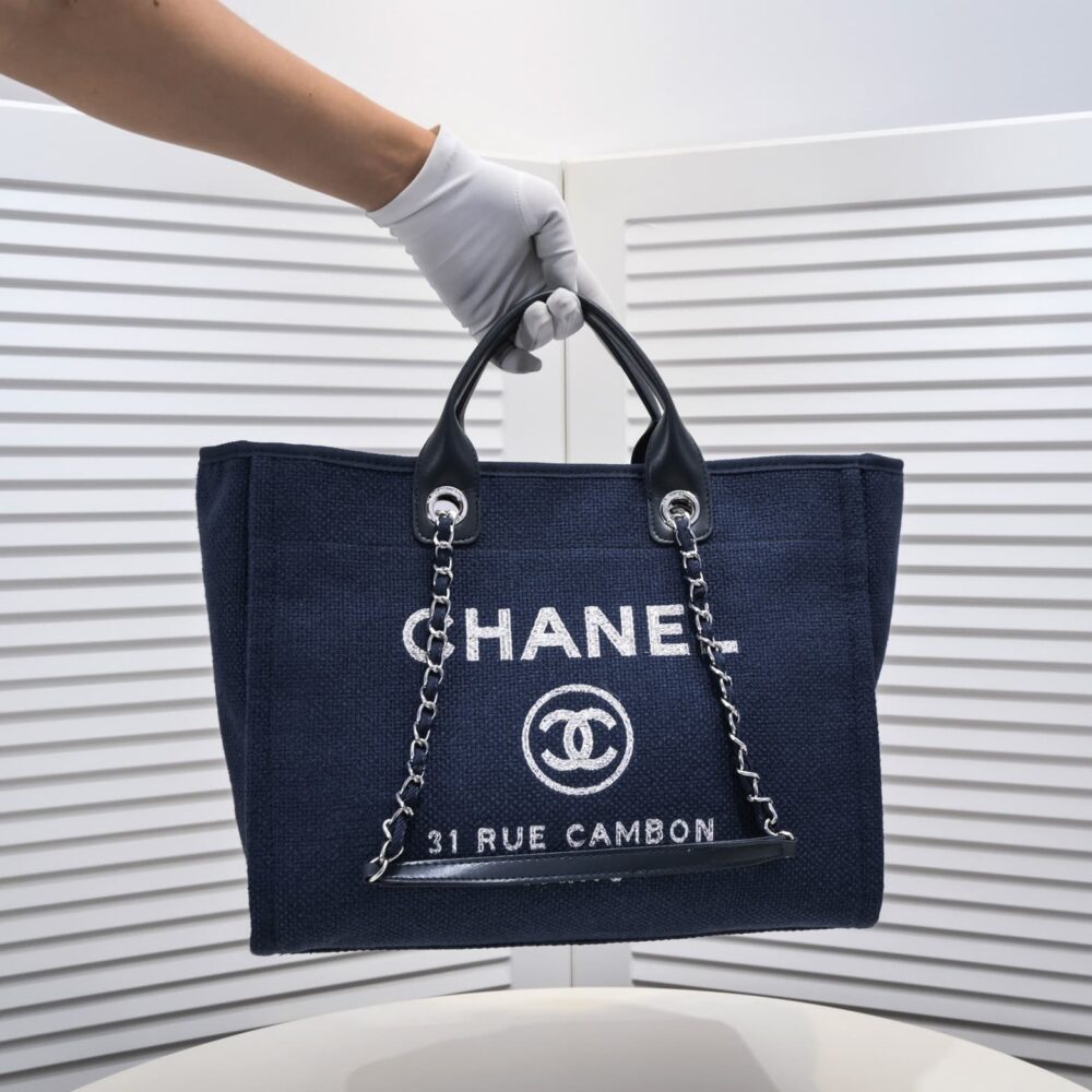 Alternative view of Chanel Deauville Shopping Tote Dark Blue 39Cm