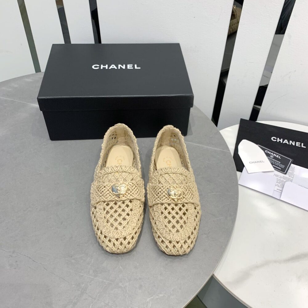 Alternative view of Chanel Leather CC Cap Toe Slip On Loafers White