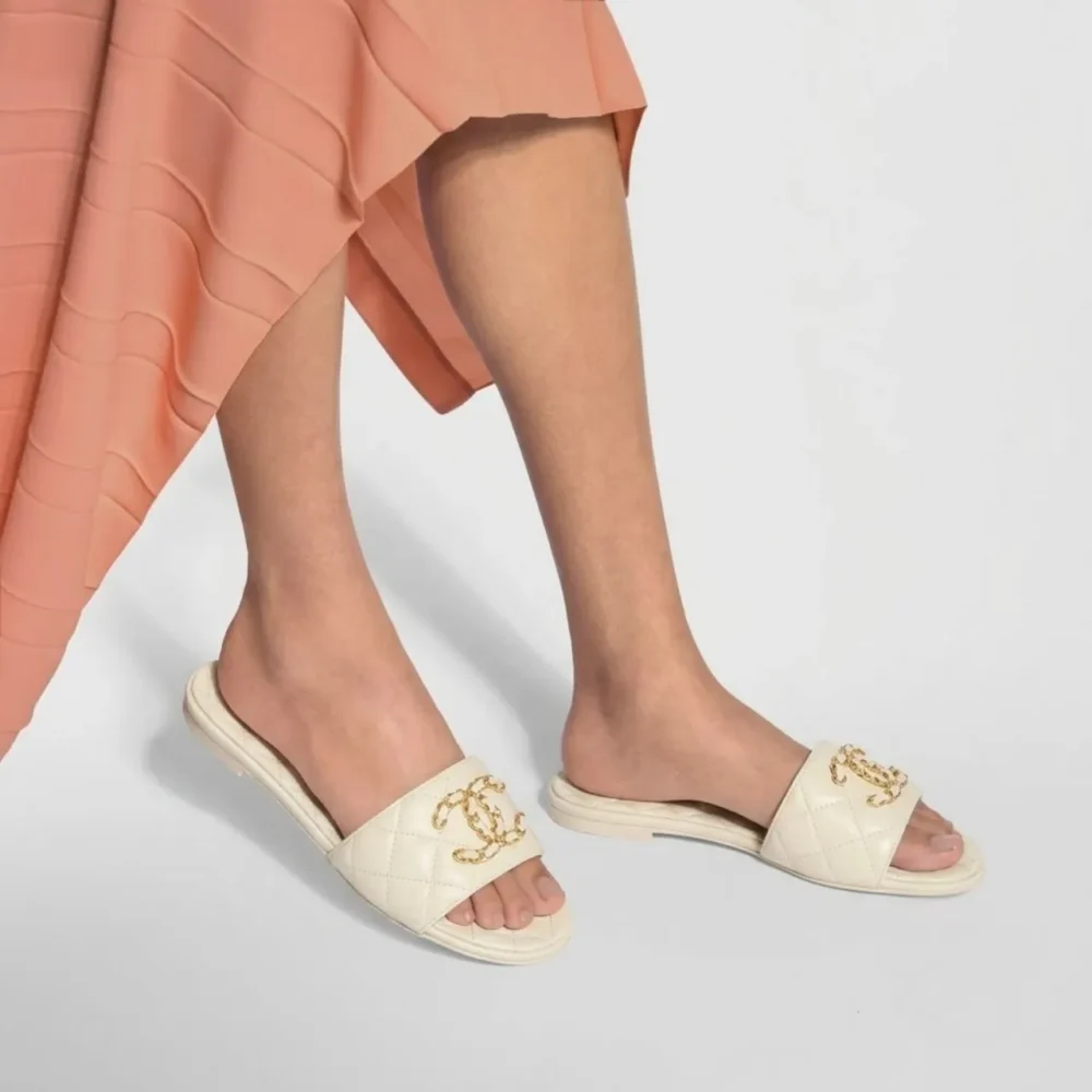 Alternative view of Chanel 23P Quilted CC Chain Mule Sandal White