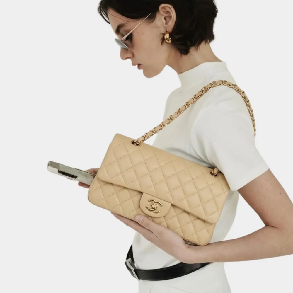 Alternative view of Chanel Classic Flap Beige Gold Hardware 25Cm