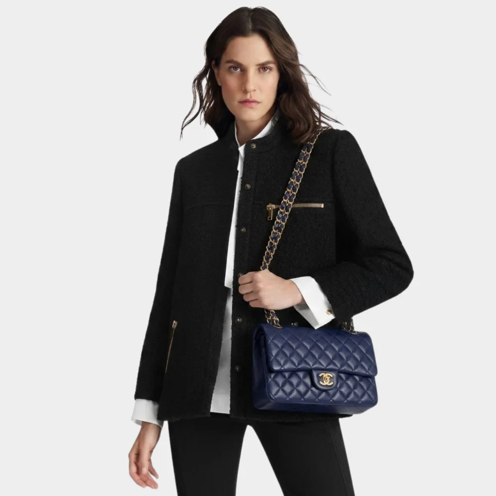 Alternative view of Chanel Classic Medium Flap Navy And Gold 25Cm