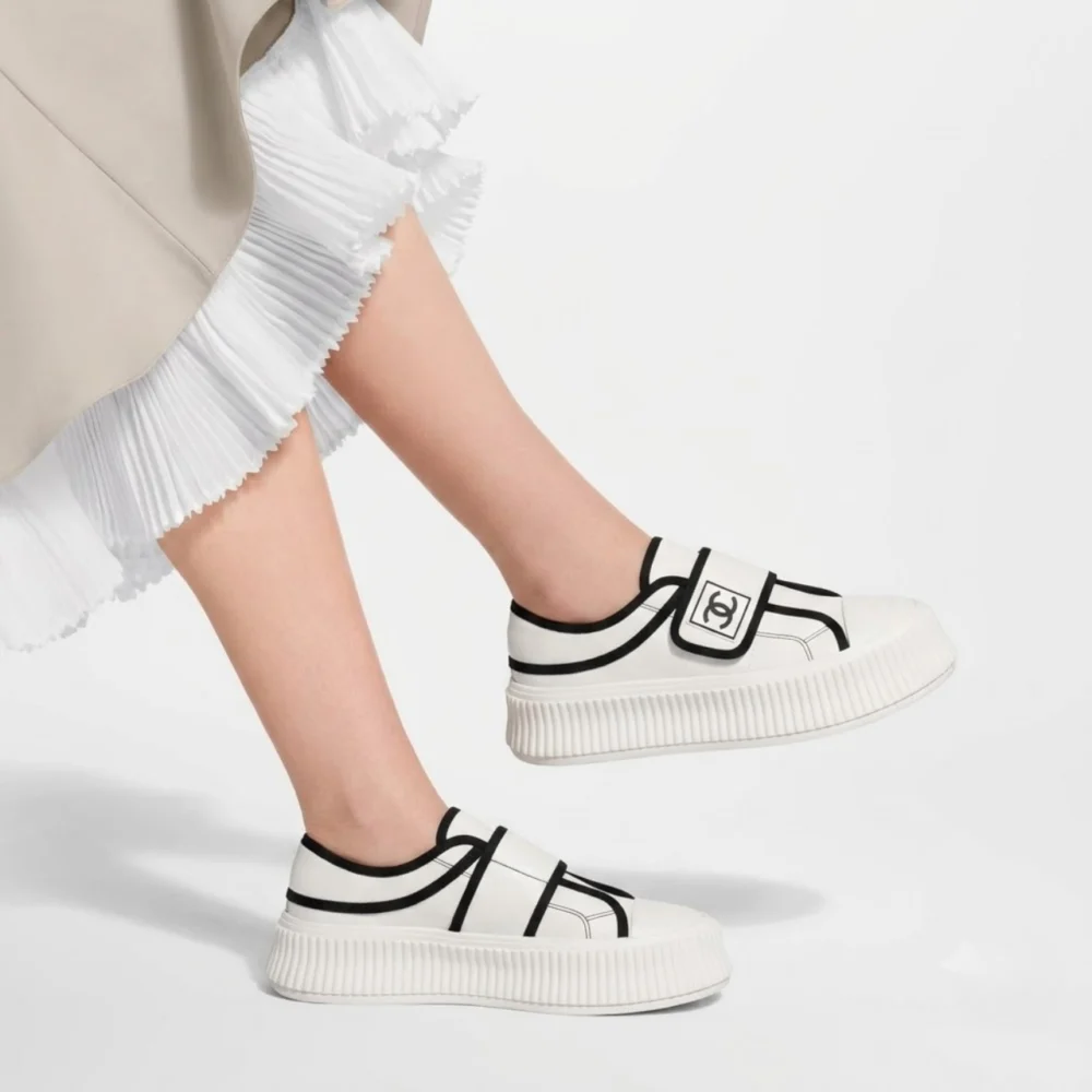 Alternative view of Chanel White CC Cap Toe Slipon Sneaker White