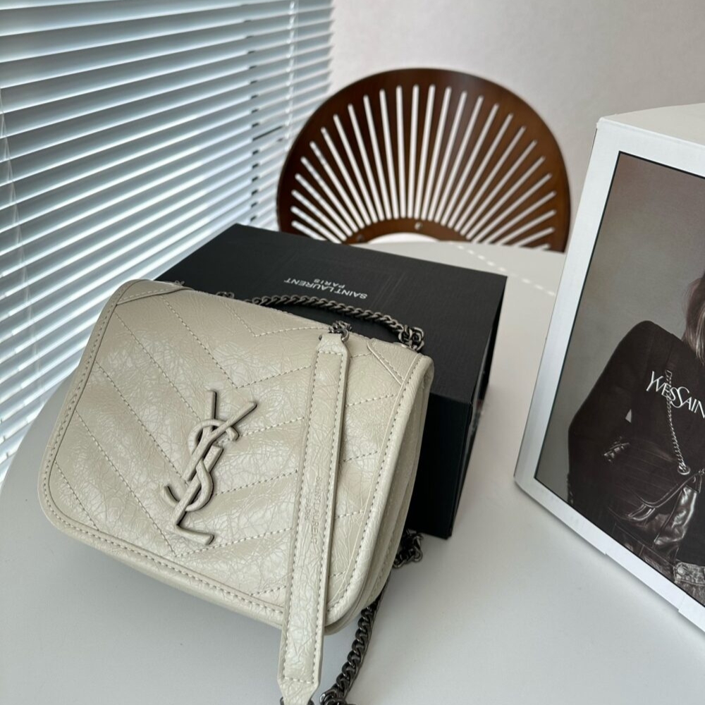 Alternative view of Saint Laurent Niki Vintage Leather Chain Wallet Cream 19Cm