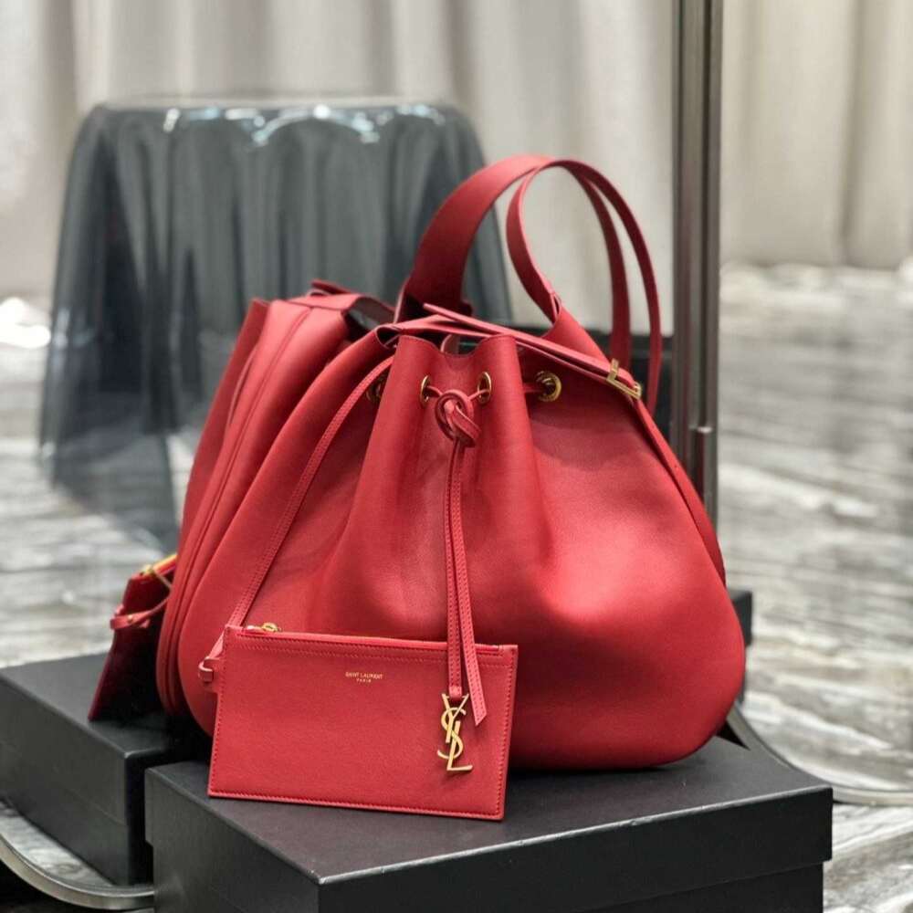 Alternative view of Saint Laurent Paris VII Large Flat Hobo Bag In Smooth Leather Bag Red 44Cm