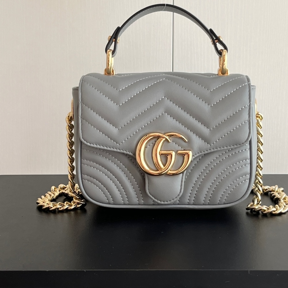 Alternative view of Gucci GG Marmont Mini Shoulder Bag Grey 17Cm