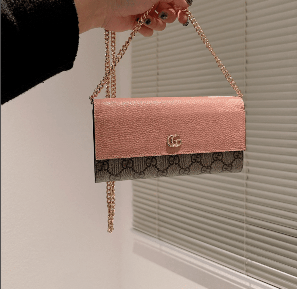Alternative view of Gucci GG Marmont Bicolor Wallet On Chain Pink 19Cm 456116 17WAG 5788