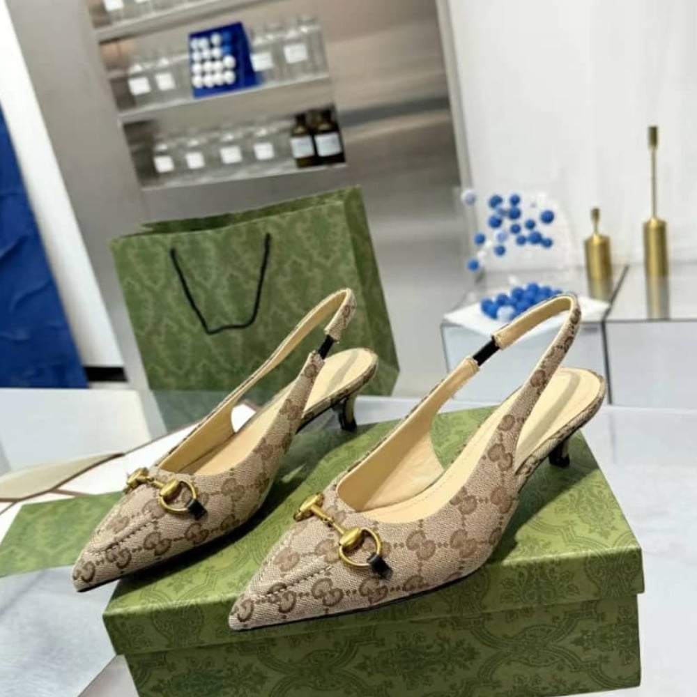 Alternative view of Gucci Women’S GG Canvas Slingback Pump Beige And Ebony Original GG Canvas 782627 2HK80 9763