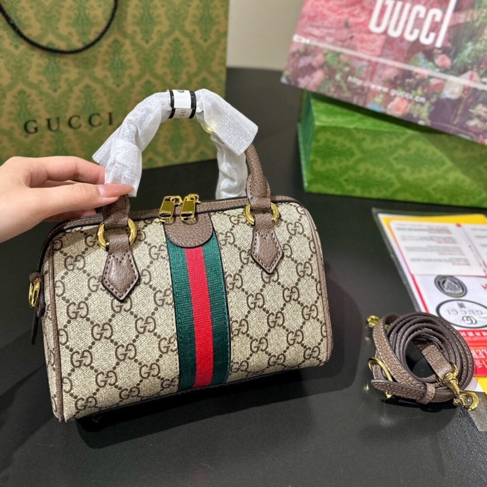 Alternative view of Gucci Ophidia Gucci Small Boston Bag Beige And Dark Brown GG Monogram 22Cm 772053 96IWG 8745