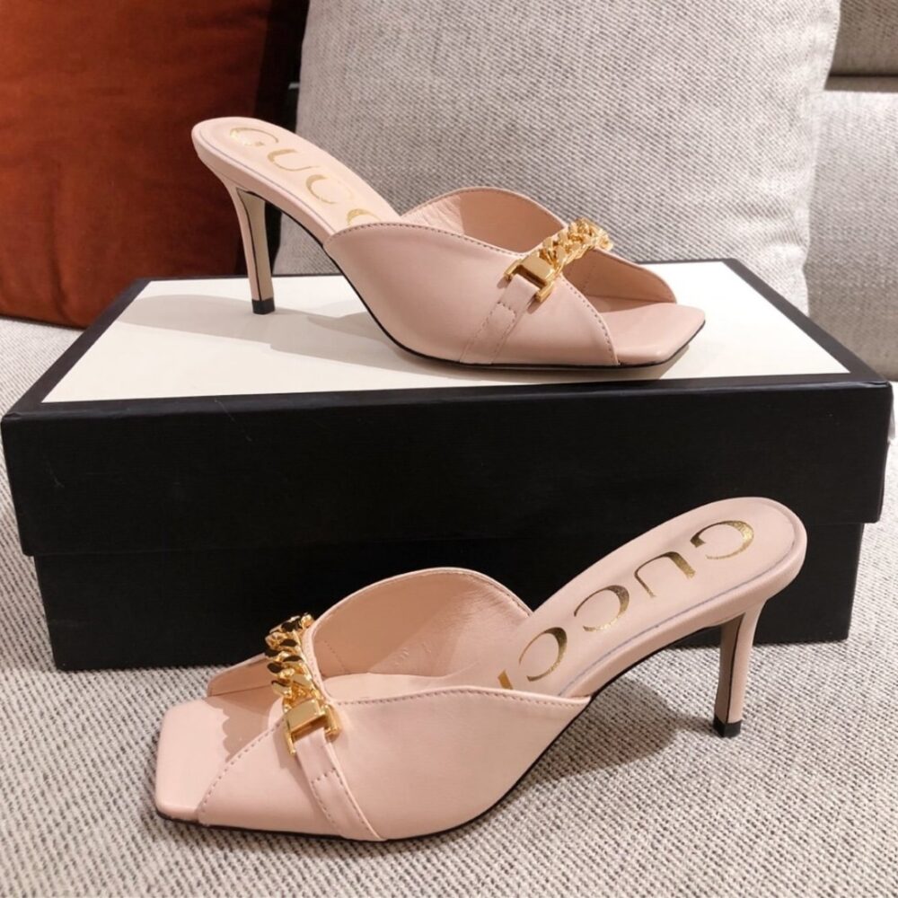 Alternative view of Gucci Sylvie Chain Mule Sandals Pink