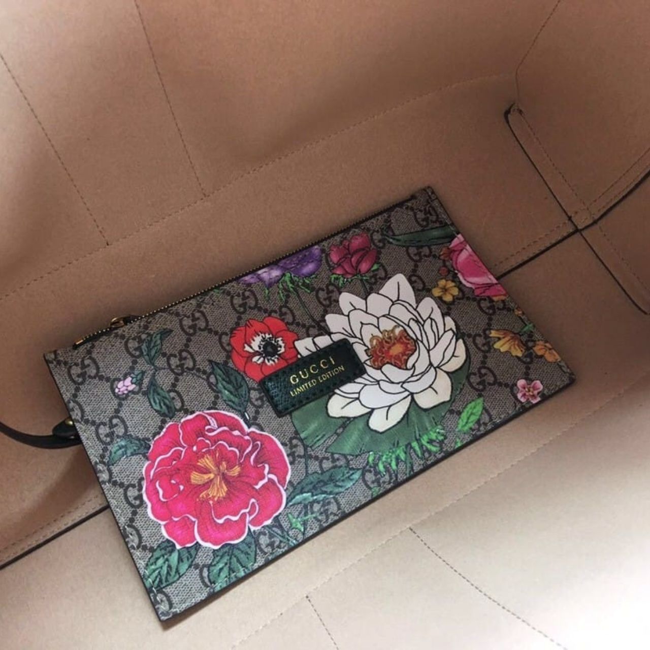 Gucci Ophidia GG Flora Medium Tote Green 44Cm - Image 10