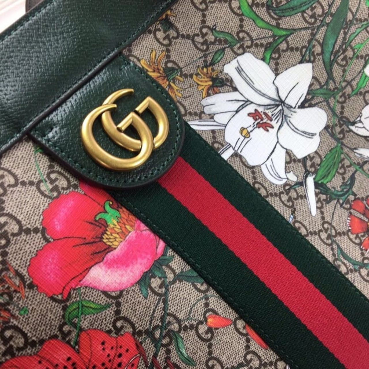 Gucci Ophidia GG Flora Medium Tote Green 44Cm - Image 11
