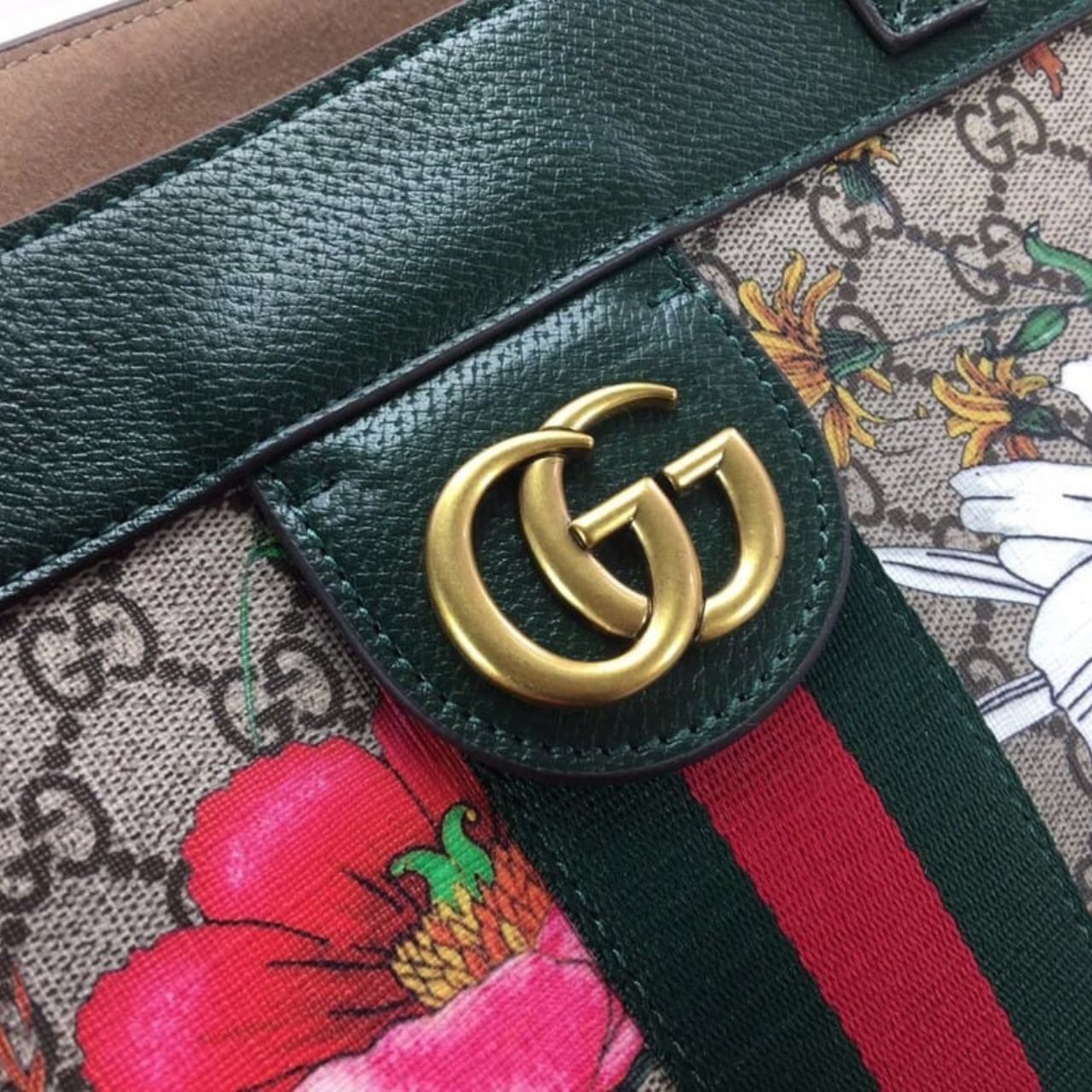 Gucci Ophidia GG Flora Medium Tote Green 44Cm - Image 5