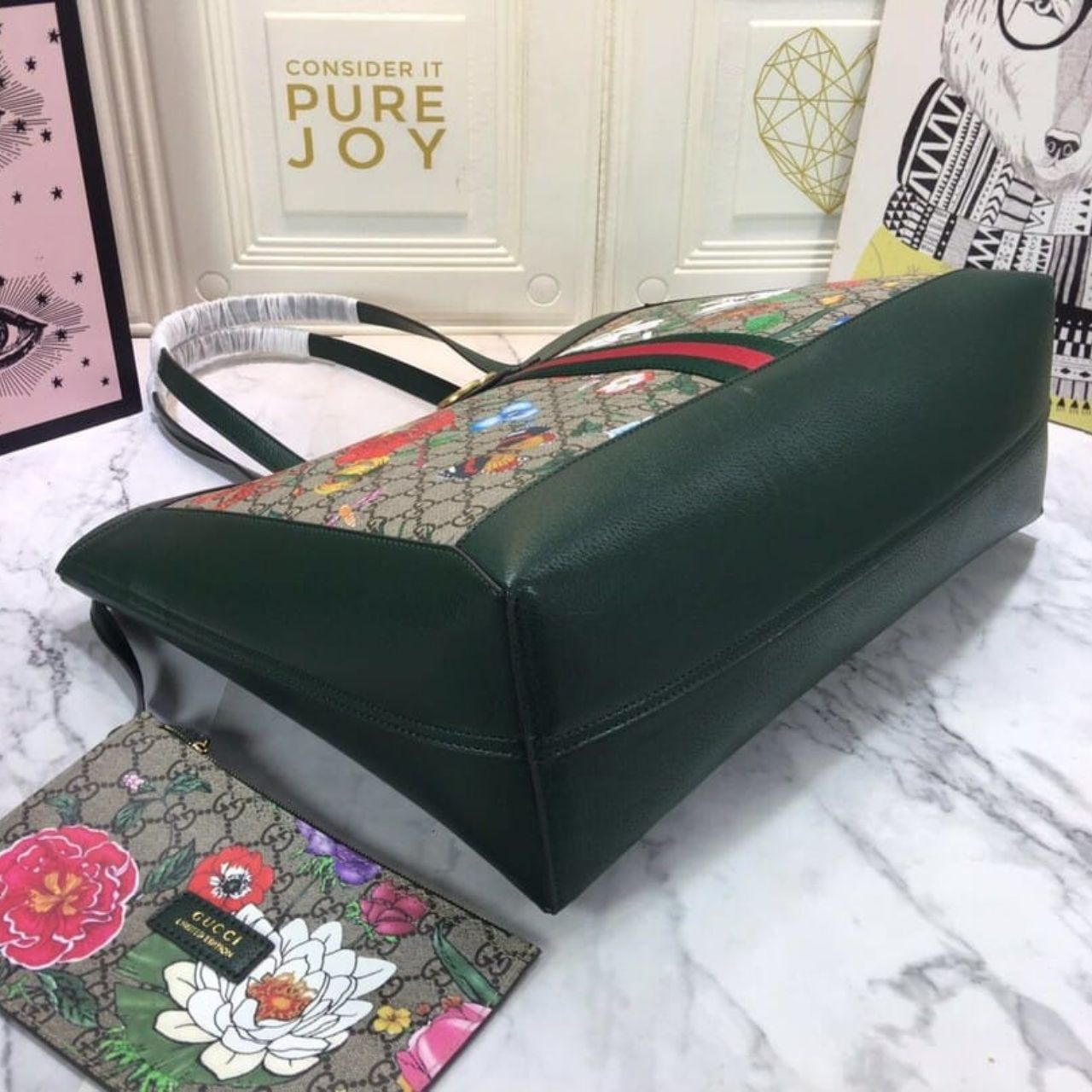 Gucci Ophidia GG Flora Medium Tote Green 44Cm - Image 13