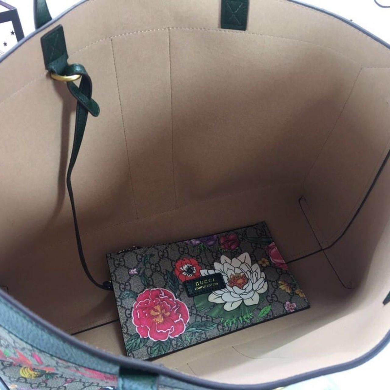 Gucci Ophidia GG Flora Medium Tote Green 44Cm - Image 15