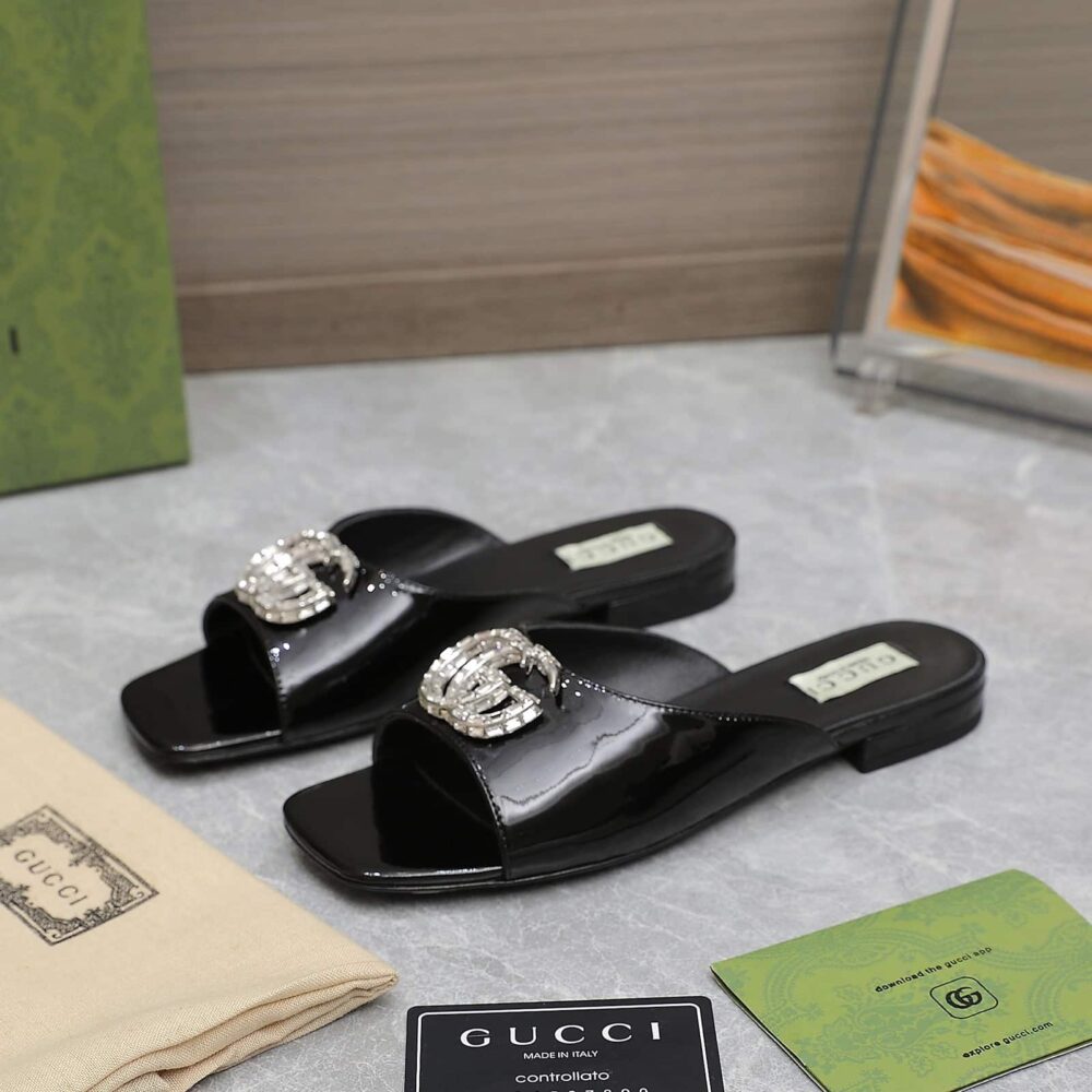 Alternative view of Gucci GG Crystal Slippers Black