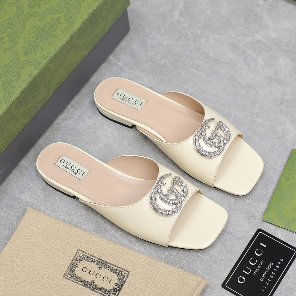 Alternative view of Gucci GG Crystal Slippers White